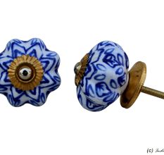Blue Floral Melon Ceramic Knob