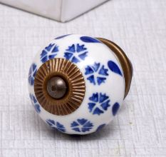 Blue Tiny Flower Ceramic Knob