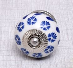 Blue Tiny Flower Ceramic Knob