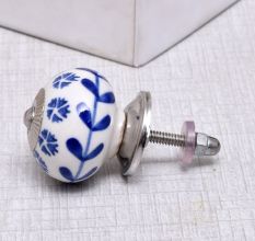 Blue Tiny Flower Ceramic Knob
