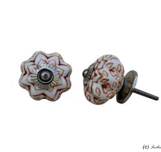 Brown Floral Melon Ceramic Knob