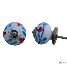 Dark Pink Floral Ceramic Knob