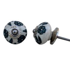 Forest Green Floral Ceramic Knob