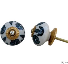 Forest Green Floral Ceramic Knob