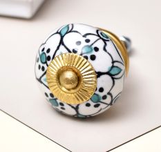 Green Black Floral Ceramic Knob
