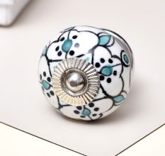 Green Black Floral Ceramic Knob