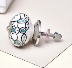 Green Black Floral Ceramic Knob