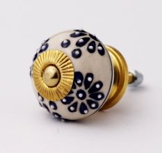 Navy Blue Flower Drawer Knob