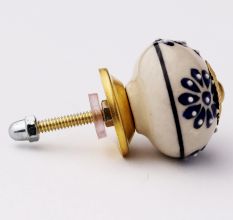 Navy Blue Flower Drawer Knob
