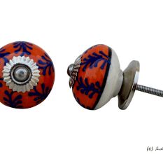Orange Navy Blue Leaf Drawer Knob