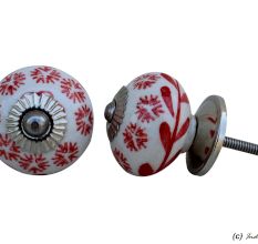 Red Tiny Flower Drawer Knob