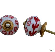 Red Tiny Flower Drawer Knob