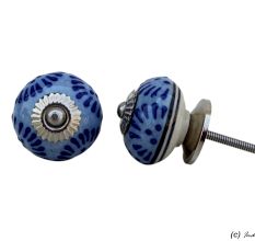 Slate Blue Floral Drawer Knob