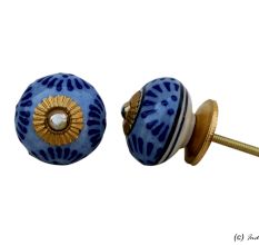 Slate Blue Floral Drawer Knob