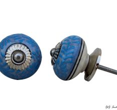 Slate Blue Turquoise Leaf Drawer Knob