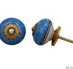 Slate Blue Turquoise Leaf Drawer Knob