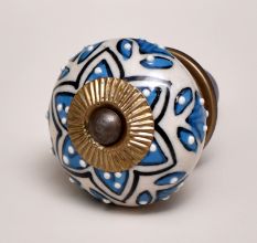 Turquoise Floral Drawer Knob