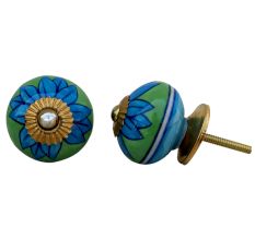Turquoise Flower Drawer Knob