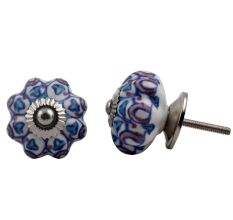 Turquoise Purple Floral Drawer Knob