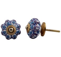Turquoise Purple Floral Drawer Knob