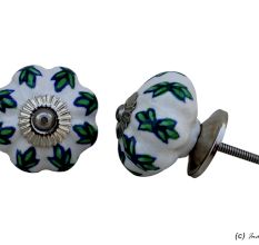 White Green Leaf Melon Drawer Knob