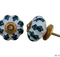 White Green Leaf Melon Drawer Knob