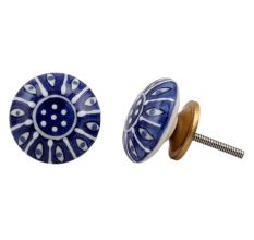 Zinnia Navy Blue Flat Knob
