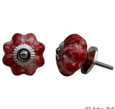 Red Marble Melon Drawer Knob