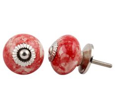 Red Marble Round Drawer Knob
