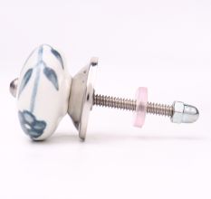 Grey Floral Medium Knob