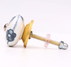 Grey Floral Medium Knob