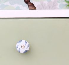 Grey Floral Medium Knob