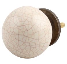 Cream Flat Round Crackle Drawer Knob