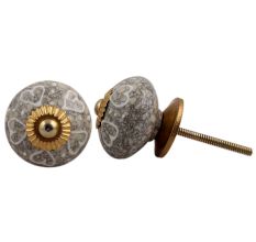 White Heart Crackle Ceramic Dresser Knob
