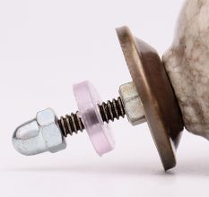 White Round Crackle Cream Dresser Knob