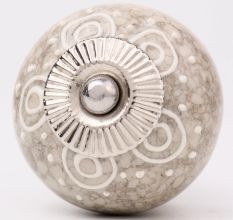 White Round Crackle Cream Dresser Knob
