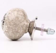 White Round Crackle Cream Dresser Knob