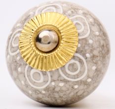 White Round Crackle Cream Dresser Knob