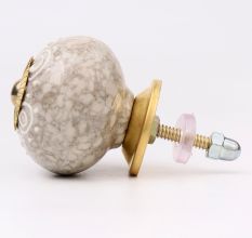 White Round Crackle Cream Dresser Knob