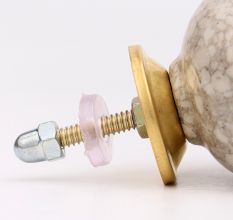 White Round Crackle Cream Dresser Knob