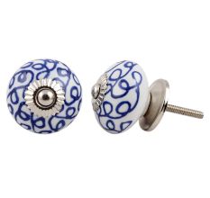 Navy Blue Floral Drawer Knob