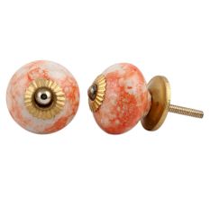 Orange Ceramic Round Drawer Knob