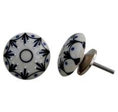 Black Floral Flat Knob