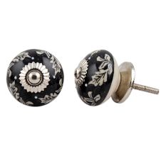 Black Leaf Ceramic Drawer Knob