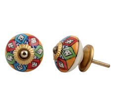 Mixed Floral Round Drawer Knob