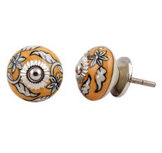 Mustard Floral Ceramic Knob