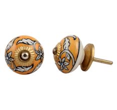 Mustard Floral Ceramic Knob