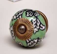 Green Leaf Floral Ceramic Knob