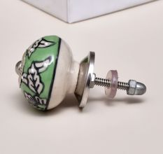 Green Leaf Floral Ceramic Knob