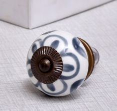 Grey Flower Ceramic Knob